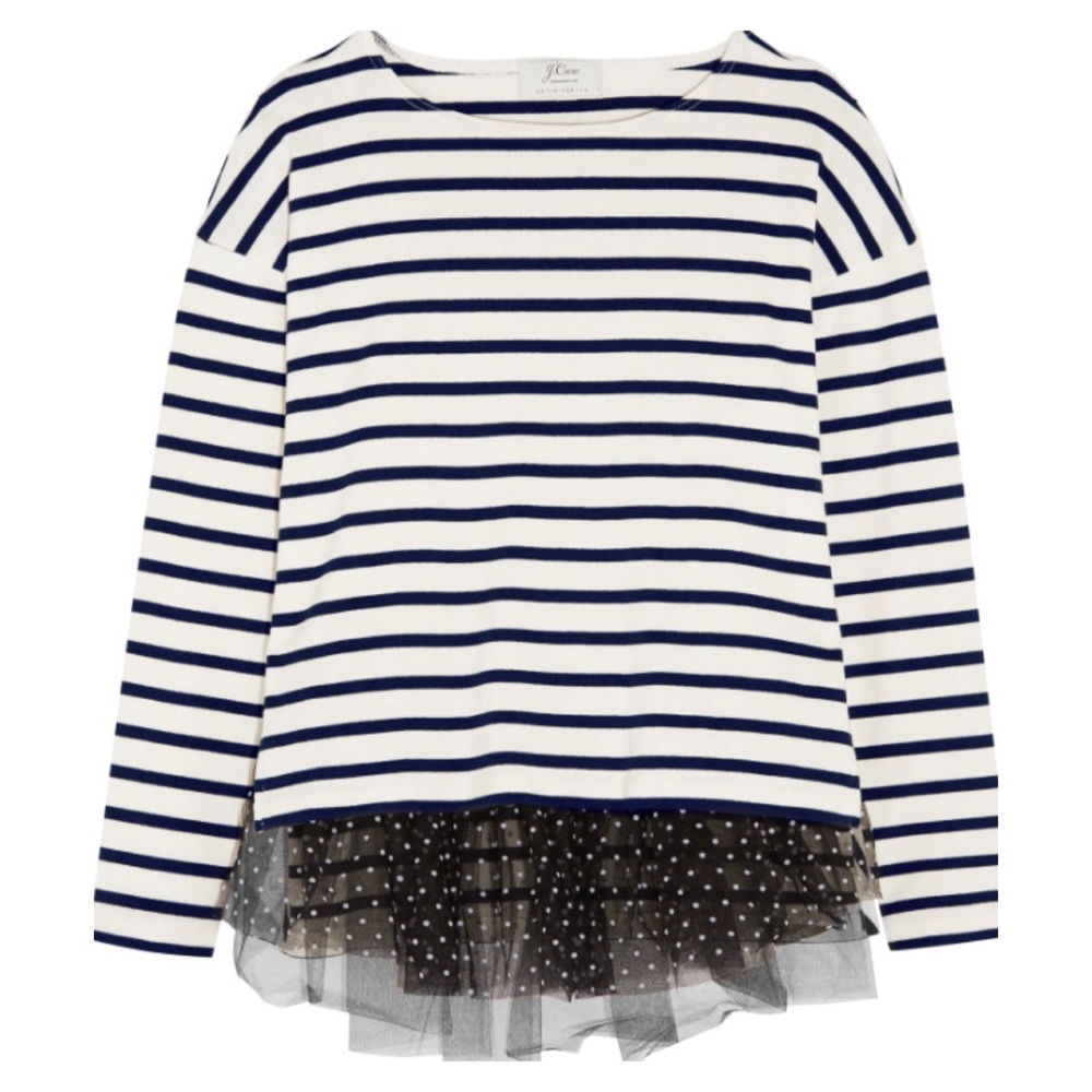 J.Crew for Net A Porter Stripe Tulle Trim Top - Picture 1 of 4